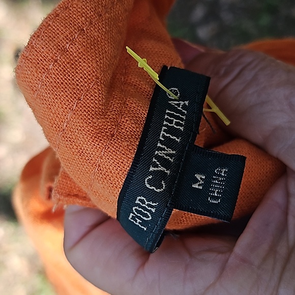 FOR CYNTHIA linen viscose orange side button tunic dress size M - Picture 9 of 15